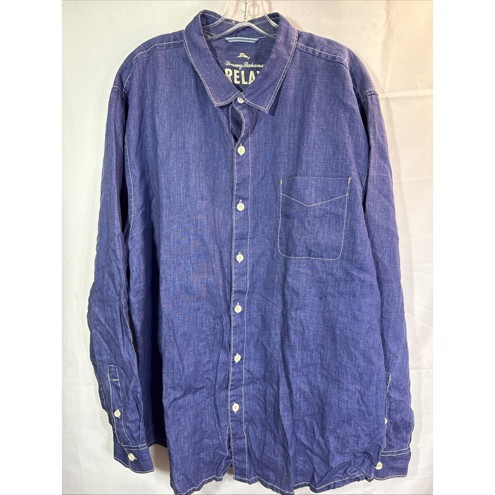 Tommy Bahama Men's XXL Sea Glass Breezer 100% Linen Shirt Button Up Long Sleeve